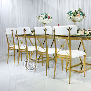 DE nuovo Design di lusso <span class=keywords><strong>Brooklyn</strong></span> oro acciaio inossidabile croce retro banchetto sedia di nozze con cuscino di colore - Product Image 6