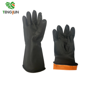 High Quality Long Big Size Black <strong>Latex</strong> Industrial Working Safety <strong>Gloves</strong> with Anti-Slip Waterproof Ambidextrous Pull-On Closure - Product Image 4