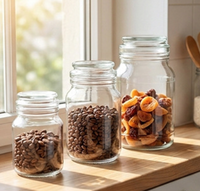 Pot de conservation en verre transparent de qualité alimentaire, récipient à café réutilisable en verre pour grains de café, noix, emballage d'aliments secs