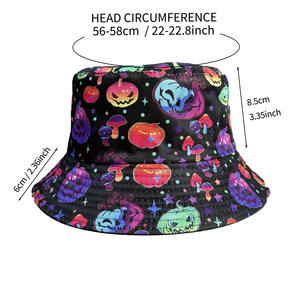 Chapeaux Bob Double Face Imprimé Dessin Animé Citrouille et Animaux, Collection 2025 – Vente Flash Festival – Protection Solaire pour Hommes et Femmes - Product Image 3