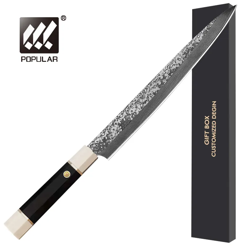 Ensemble de couteaux à lame en acier damas traditionnels de cuisine de Style japonais faits à la main professionnel couteau à Sushi Shashimi saumon