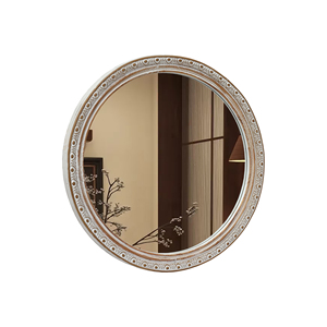 Ornate Round Wall Mirror 23.62 In Distressed Silver <b>Gold</b> Carved <b>Frame</b> Decorative Bathroom Vanity Mirror - Product Image 3
