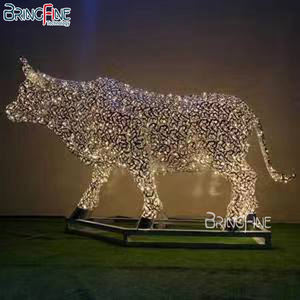 Escultura de Animales de Acero Inoxidable, Toro de Metal de Tamaño Real, Toro en Lucha, Toro Pentium, Estatua de Arte Decorativo - Product Image 4