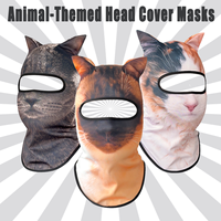 Masques faciaux extensibles et respirants à imprimé animal (chat, chien, renard) pour la beauté, taille unique, pour fêtes, cosplay, masque de ski personnalisé - Vente en gros