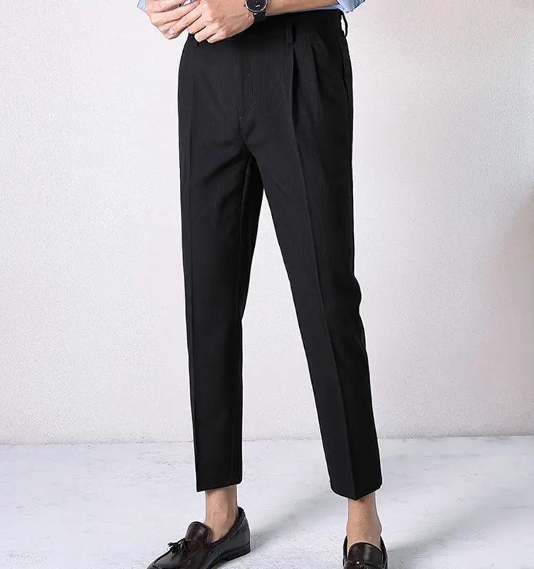 High Quality Twill Blank Polyester Blend Mens Formal Suit Pants Fashion Custom Casual Plain Office Work Dress Pants For Men