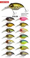 Leurre de pêche artificiel Cheery 42mm/6g en ABS, type crankbait, pour brochet et perche en rivières d'eau douce