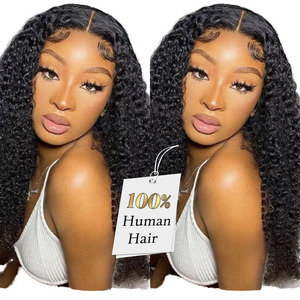 AngelBella, venta al por mayor, peluca de pelo brasileño sin cola de 200% densidad, <span class=keywords><strong>Jerry</strong></span> Curly HD 4x4, pelo Remy virgen largo, Color Natural transparente - Product Image 1