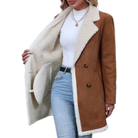 Nouvelle veste en daim marron pour femme, style décontracté, automne-hiver, nouvelle arrivée, longueur moyenne, doublure en polaire chaude