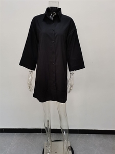 Vestido Blusa Feminina Plus Size <span class=keywords><strong>5XL</strong></span> com Botões, Solto e Oversized, Estilo Clássico Casual - Product Image 5