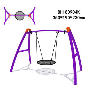 Set tempat bermain ayunan logam anak-anak, perlengkapan bermain ayunan logam luar ruangan dengan bahan plastik untuk anak-anak - Product Image 4