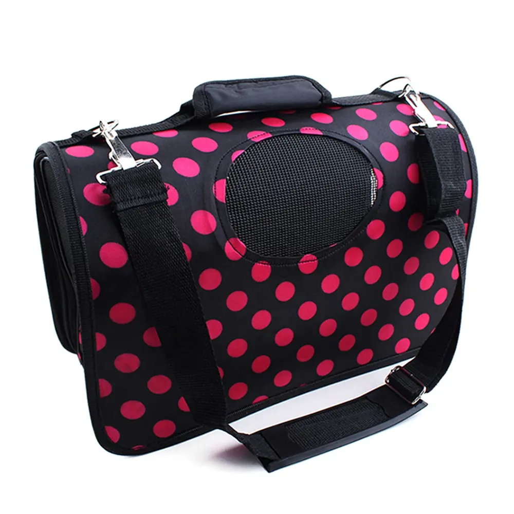 Fashion Pink Dots Pet Carriers Air Cases Dog Air Box Outdoor Carriers for Small Animals