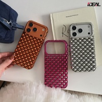 Coque de téléphone IDEAL Factory au design élégant avec perles électroplaquées, sphères ajourées et respirantes pour iPhone 17 18 Pro Max 16 15 14