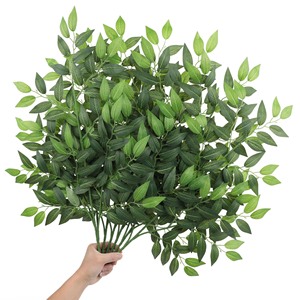 Simulación de vegetación <span class=keywords><strong>artificial</strong></span> 3 ramas hojas de eucalipto Ficus Home Festival decoración para fiesta de boda - Product Image 1