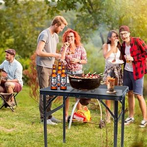 27/56Cm Chiều Cao Có Thể Điều Chỉnh Kim Loại Gấp Bàn Nướng Di Động Dã Ngoại Bảng Mang Theo Xử Lý Ngoài Trời Cắm Trại Bảng-Để Sử Dụng - Product Image 6