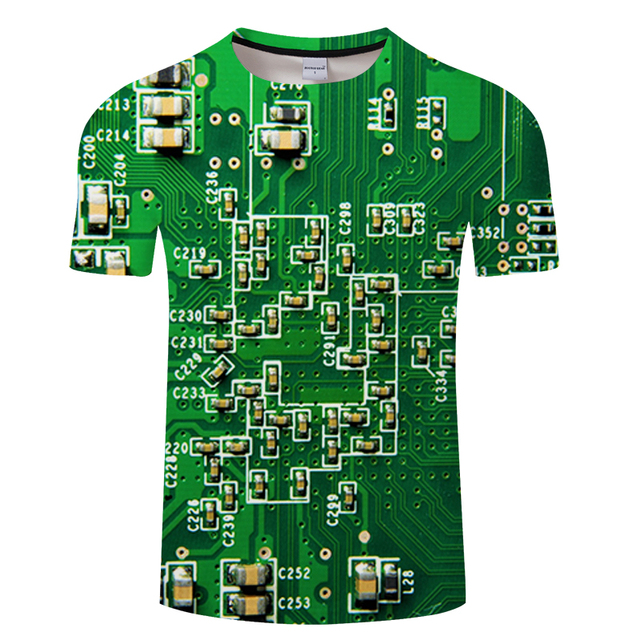 Customized Polyester T Shirt Hip Hop Electronic Chip Tshirts Computer Chip T-shirt