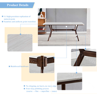Table à manger nordique OKAY en gros, design minimaliste, plateau MDF blanc personnalisé, structure en bois en X, table à manger multi-personnes pour appartement
