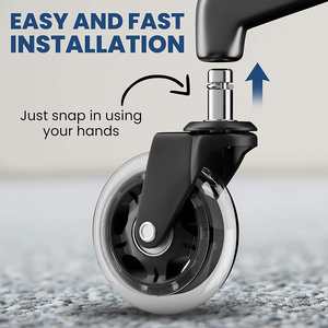 Roue universelle 11*22mm 3 "tige d'insertion roue <span class=keywords><strong>de</strong></span> <span class=keywords><strong>roulette</strong></span> transparente en PU <span class=keywords><strong>pour</strong></span> <span class=keywords><strong>chaise</strong></span> <span class=keywords><strong>de</strong></span> bureau - Product Image 3