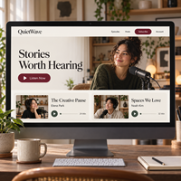 Pengembangan Situs Web Podcast Audio Lanjutan untuk Web dan Mobile dengan Pemutar Audio Perpustakaan Episode Profil Host LionCreate