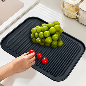 Tapete de Silicona para Escurrir Platos, Resistente al Calor, de Secado Rápido, Color Gris Azulado, para Cocina - Product Image 2