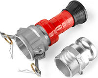Boquilla de Incendios Roja de 2-1/2 Pulgadas con Conector Camlock de Aluminio Tipo F&B de 2-1/2 Pulgadas para Manguera Plana, Conexiones Rápidas Camlock