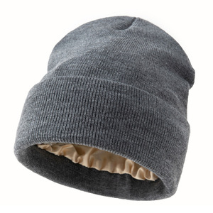 <span class=keywords><strong>Bonnet</strong></span> d'hiver tricoté souple avec doublure en <span class=keywords><strong>soie</strong></span> et <span class=keywords><strong>satin</strong></span>, bonnets doux à revers en <span class=keywords><strong>soie</strong></span> pour femmes et hommes - Product Image 4