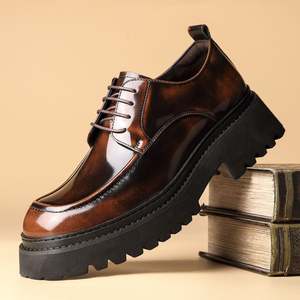 Nouvelles Chaussures Habillées pour Hommes en Cuir Brillant et Daim, à Semelle Épaisse, Imperméables, à Bout Carré, Style Britannique, Décontractées et Élégantes, Idéales pour Mariages - Product Image 6
