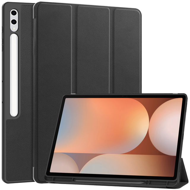 OMEVE Smart Case for Samsung Galaxy Tab S10 Ultra 14.6-inch with S Pen Holder Soft TPU Tri-Fold Stand Protective Tablet Cover