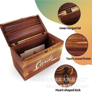 Wooden <b>Card</b> Storage <b>Box</b> Rectangle Engraved Office Organizer <b>Wedding</b> Gift <b>Card</b> Holder - Product Image 4