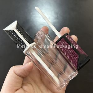 ISMAN Tubo de Brillo <span class=keywords><strong>Labial</strong></span> Inclinado de 6ml con Logotipo Personalizado, Envase Vacío para Brillo <span class=keywords><strong>Labial</strong></span> Rojo y Negro, Empaque Cosmético Único, Marca Privada - Product Image 2