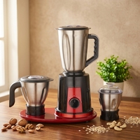Robot culinaire multifonction Calinfor 3-en-1 en acier inoxydable, mélangeur, mixeur, avec bol de 1,5 L, moteur 800 W, extracteur de jus, broyeur, accessoires, usage domestique