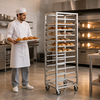Chariot de refroidissement et de cuisson professionnel sur mesure en acier inoxydable à quatre roues pour boulangerie, avec étagères amovibles, capacité 300 kg/m, pour cuisine