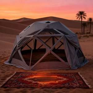 Tenda a Cupola Glamping Quattro Stagioni per 8 Persone, Portatile, Impermeabile, in Oxford, da Campeggio, Antivento, Spaziosa, a Forma di Sfera Ottagonale - Product Image 6