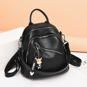 Business <b>Laptop</b> <b>Backpack</b> Simple Travel Bag Multifunctional Student Schoolbag Leisure Versatile Soft Leather Black - Product Image 2