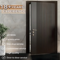 Portes d'entrée modernes en bois massif Tanlong avec double porte et vitrage latéral