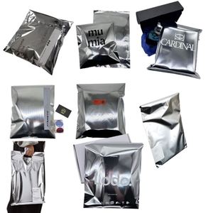 Custom logo Glossy <b>Silver</b> Mailer for Clothing Mailing <b>Bag</b> for Hoodies Shipping Mailer Metallic Self-Adhesive <b>Bags</b> - Product Image 2