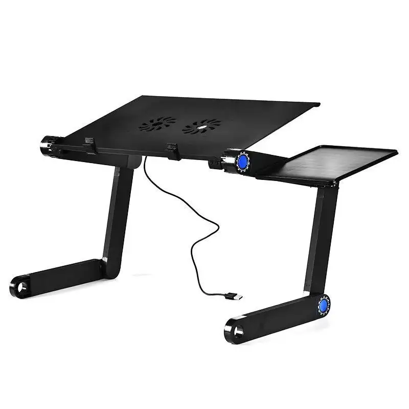 Для дома и офиса, уличный аллюминиевый складной столик для ноутбука с охлаждающим вентилятором Черный Стеклянный Столик Портативный Регулируемый складной стол для ноутбука