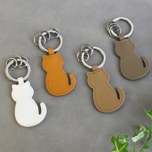Japanese-style cute cat-shaped PU <b>keychain</b>, cat-themed bag <b>leather</b> charm, factory wholesale. - Product Image 2