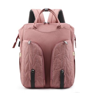Sac à langer Lit bébé Sacs pour maman Nouveau sac à langer Sac à dos avec lit bébé pliable Station de change de couche <span class=keywords><strong>Port</strong></span> de charge USB - Product Image 6