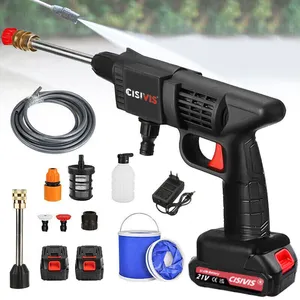 High-Pressure 21v Electric Power Car Washer With Nozzles And Battery For Cleaning Cars Pools Gardens Car Wash Foam Gun