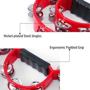 Tambourins de <span class=keywords><strong>Percussion</strong></span> à Double Rangée Multicolores 8 Pouces 20 CM à Jingles Métalliques, Instrument de Musique, Vente en Gros - Product Image 6