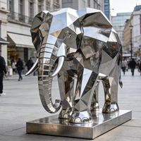 Statue d'éléphant à finition polie, durable, en acier inoxydable pour l'extérieur, sculpture personnalisable de grande taille, certifiée ISO9001