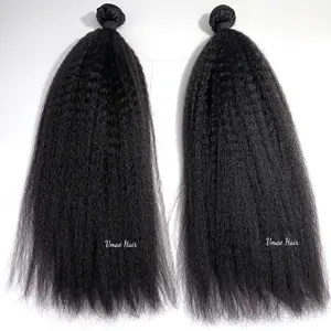 Vente en gros de cheveux indiens Remy tissage à la machine à double trame couleur naturelle cuticule vierge brute alignée Afro grossier crépus droit 100g