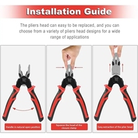 Jeu de pinces d'électricien multifonctionnelles à tête interchangeable OEM 5-en-1 jeu de boîtes à outils en acier au carbone le plus classé emballage rigide