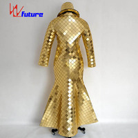 Miroir Costume Parade Costume Adultes Ensembles Performance Robe De Danse De Salon pour Femmes Avec Paillettes Personnalisé Paillettes Veste Unisexe
