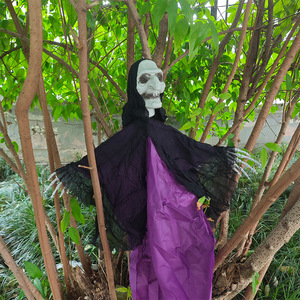 Colgante de Puerta de Calavera de Bruja de Halloween, 125x70cm, Lámina de Plástico Naranja, Decoración para Casa Embrujada, Accesorio para Fiesta - Product Image 3