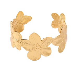Bracelet ajustable géométrique irrégulier vintage en acier inoxydable plaqué or véritable 18 carats, style tendance pour le quotidien - Product Image 5
