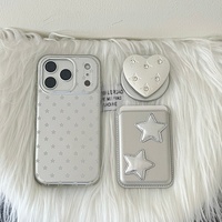 Coque de téléphone de luxe en gros, électroplaquée, motif étoile, magnétique, en TPU et PC, avec support cœur miroir et porte-cartes pour iPhone 17 16 Pro Max