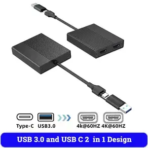 Cable Adaptador Extensor Multi-Monitor, Cable USB 3,0 Tipo C, 2,0, 3,0, 4K, 60Hz, USB, Vídeo