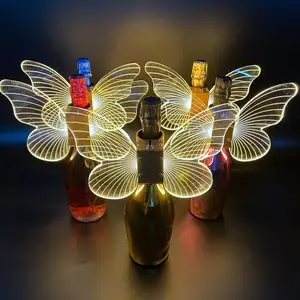 나이트 클럽 바 파티를위한 OEM 나비 날개 아크릴 알루미늄 합금 스트로브 배턴 샴페인 점멸 LED 병 발표자