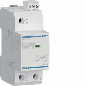 SPA212 ปรับแต่งได้ด้วย Hagers SPD T1+T2 2P TN-S/TT 12.5kA - Product Image 1